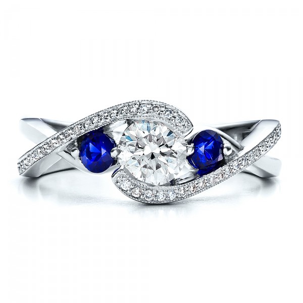 ... Engagement Rings â€º Custom Blue Sapphire and Diamond Engagement Ring