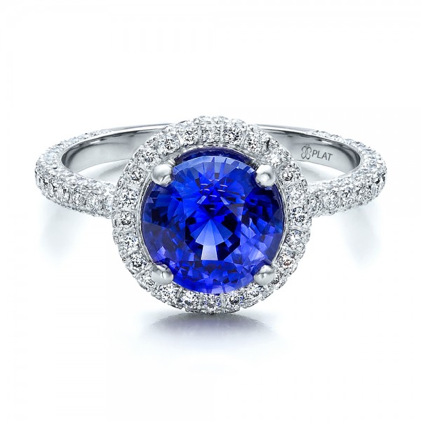 Custom Blue Sapphire and Pave Engagement Ring #100078 Bellevue Seattle ...