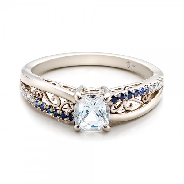 Custom Blue and White Sapphire Engagement Ring 101211 Bellevue Seattle Joseph Jewelry