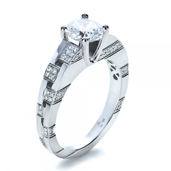 Engagement Rings-Custom Contemporary Diamond Engagement Ring