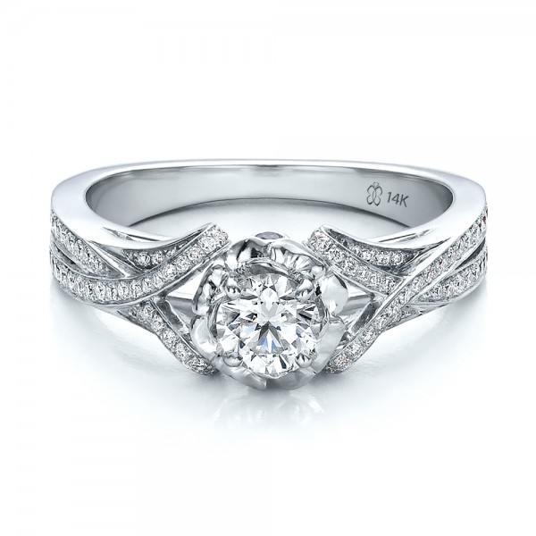 Custom Diamond and Blue Sapphire Engagement Ring