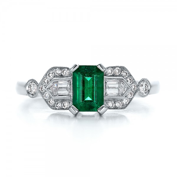 Custom Emerald and Diamond Engagement Ring