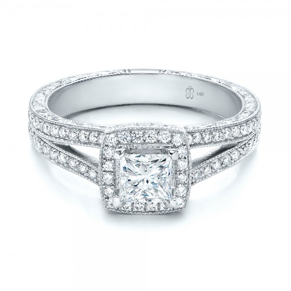 classic princess cut halo diamond engagement ring