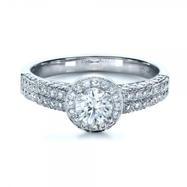 Custom Halo MicroPave Diamond Engagement Ring Bellevue Seattle