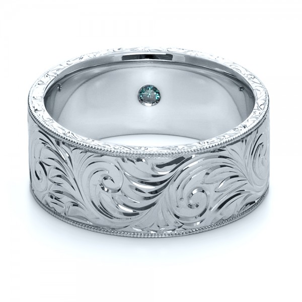 Custom Hand-Engraved Hidden Blue Diamond Ring