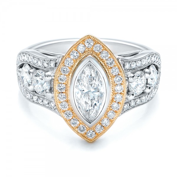 Custom Marquise Diamond Two-Tone Engagement Ring #101258 Bellevue ...