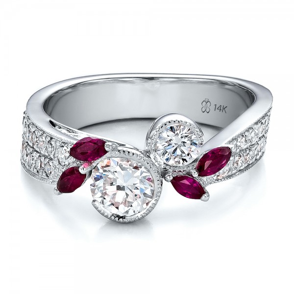 Custom Marquise Ruby And Diamond Engagement Ring picture