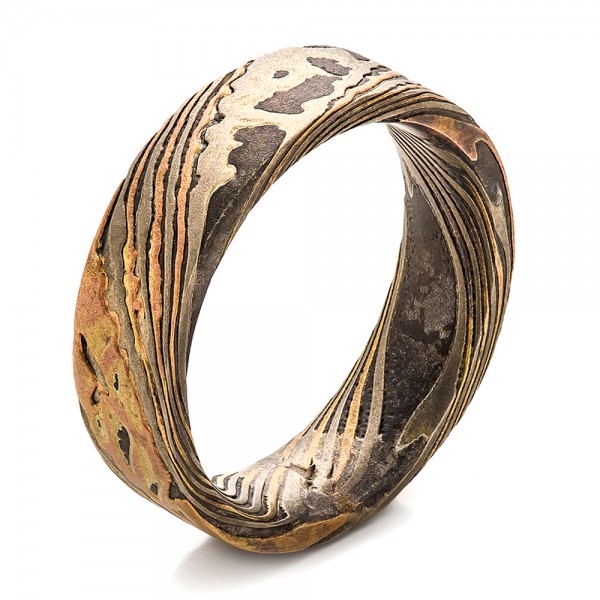 Custom Men's Mokume Wedding Band 100583 Bellevue Seattle