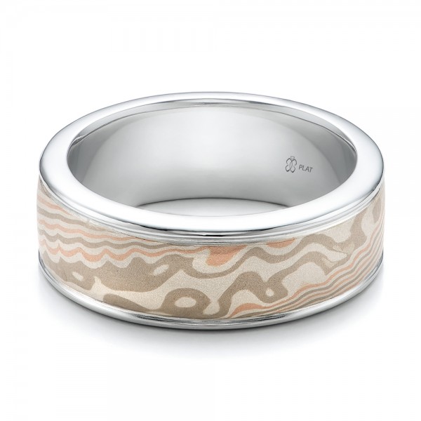 Custom Men's Platinum and Mokume Wedding Band