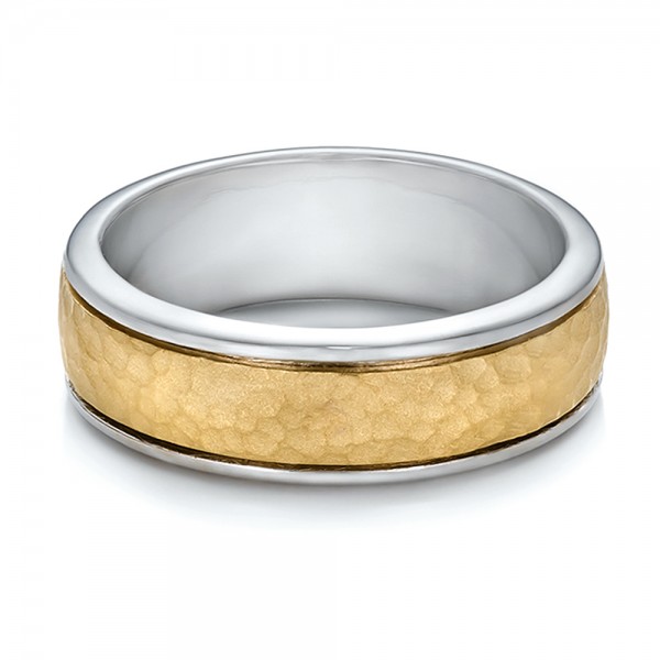 Custom Men's Two-Tone Hammered Finish Wedding Band