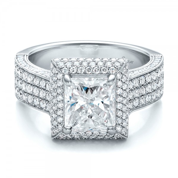 ... Engagement Rings â€º Custom Micro-Pave Halo Diamond Engagement Ring