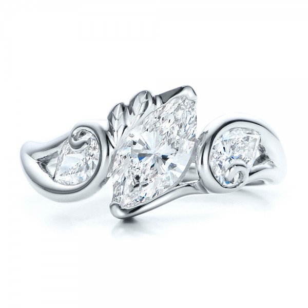 Custom Organic Marquise and Pear Diamond Engagement Ring