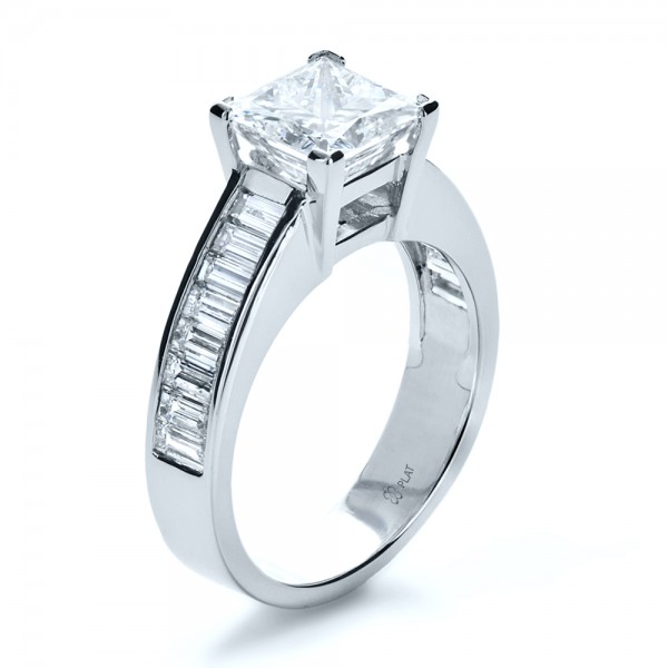 Engagement Rings-Custom Princess Cut and Baguette Diamond Engagement ...