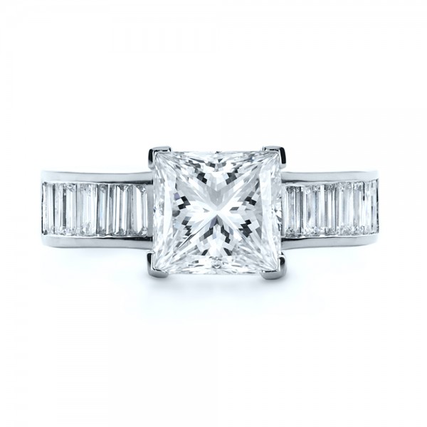 Custom Princess  Cut  and Baguette  Diamond Engagement Ring 1131
