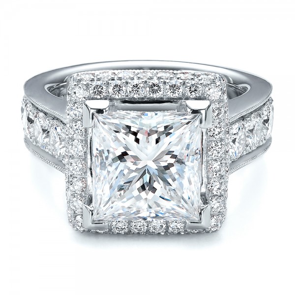 Custom Princess  Cut  and Halo  Engagement  Ring  100124