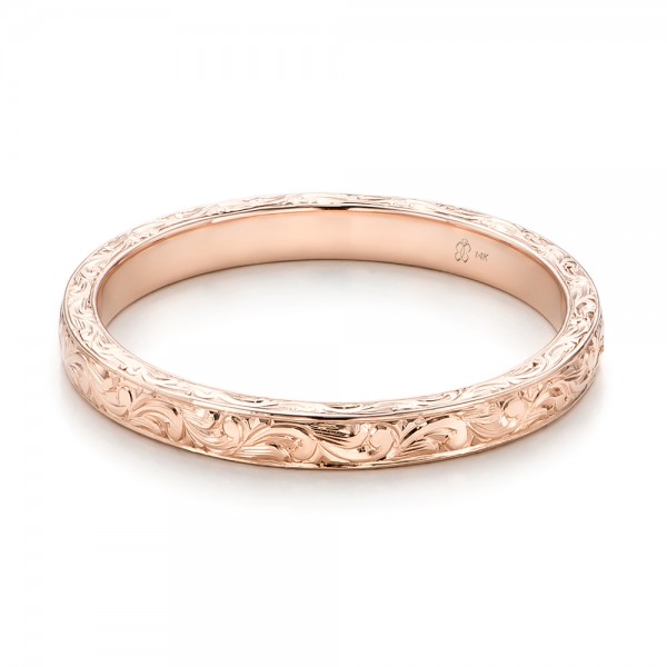 Custom Rose Gold Hand Engraved  Wedding  Ring  101619 