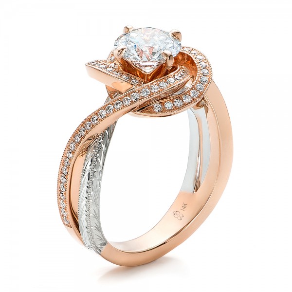 Custom Rose  Gold  and Platinum  Diamond Engagement  Ring  