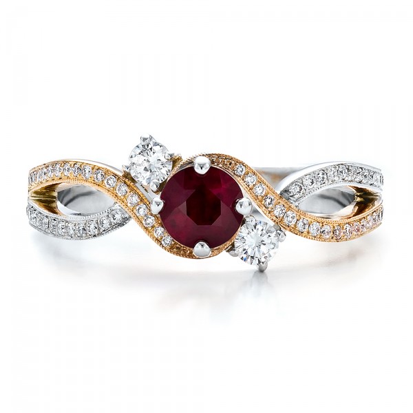Custom Ruby and Diamond Engagement Ring