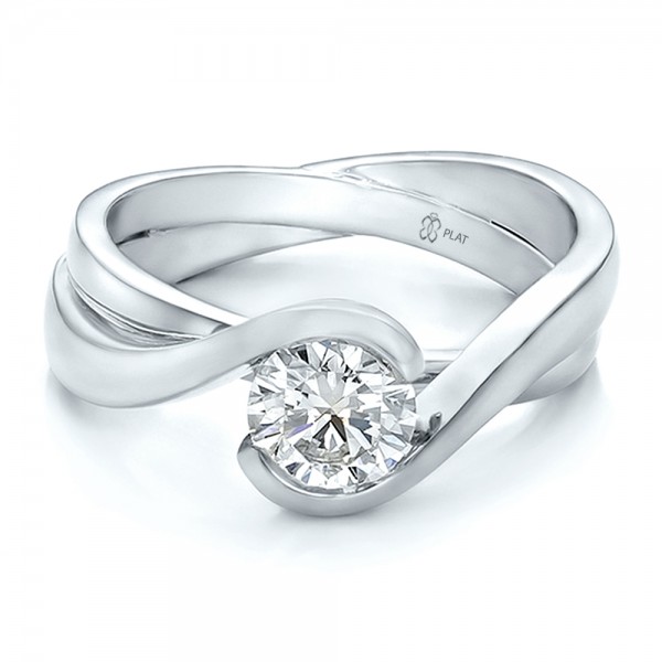 Custom Solitaire Diamond Interlocking Engagement Ring 100623 Bellevue