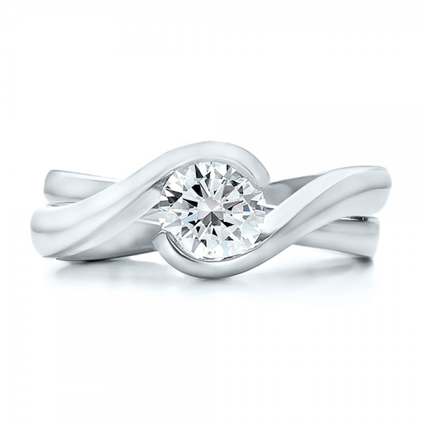 Custom Solitaire Diamond Interlocking Engagement Ring