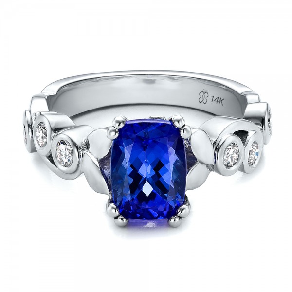 Custom Tanzanite and Diamond Engagement Ring
