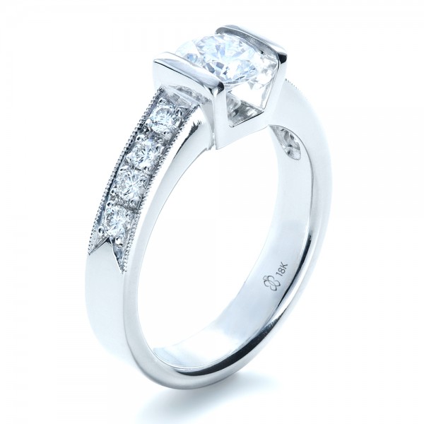 Engagement Rings-Custom Tension Set Diamond Engagement Ring