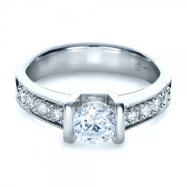 Custom Tension Set Diamond Engagement Ring