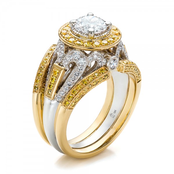 Custom Two-Tone Gold and Yellow and White Diamond Engagement #100640 ...