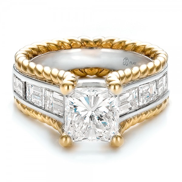 Custom TwoTone Platinum and Gold Diamond Engagement Ring 100616 Bellevue Seattle Joseph Jewelry