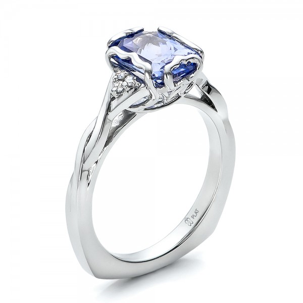 Engagement Rings-Custom Unique Setting Blue Sapphire Engagement Ring