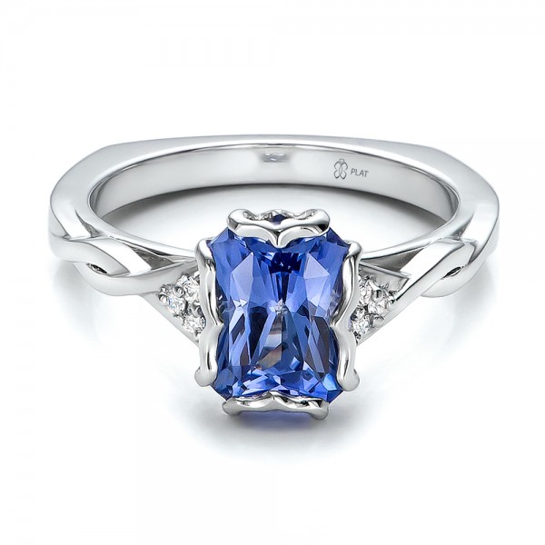 Custom Unique Setting Blue Sapphire Engagement Ring