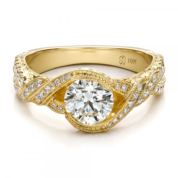  احلا خواتم  Custom-Yellow-Gold-and-Diamond-Engagement-Ring-flat-100253