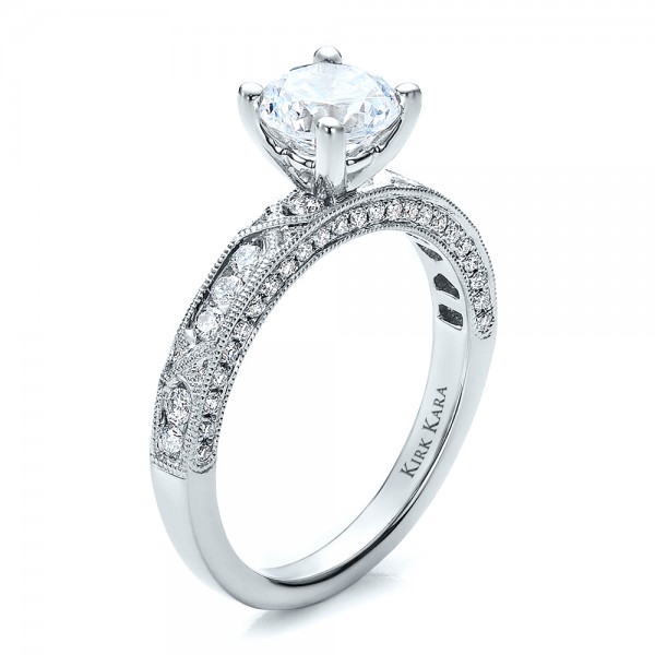 Diamond Channel Set Engagement Ring with Matching Wedding Band Kirk Kara