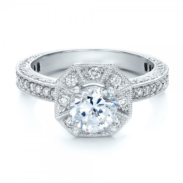 Diamond Halo Engagement Ring - Vanna K