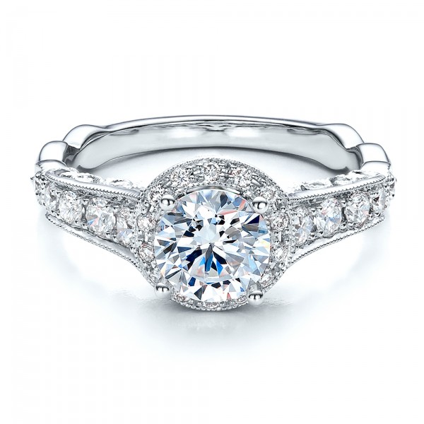 Engagement Ring Tapered Diamond Side Stones - Vanna K