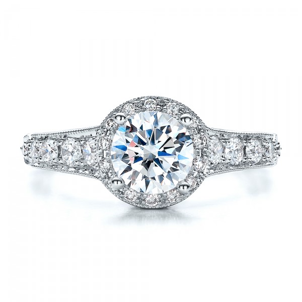 Engagement Ring Tapered Diamond Side Stones - Vanna K