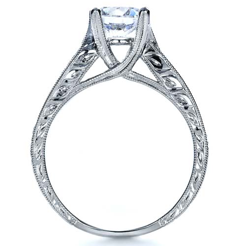 Engraved Engagement Ring with Matching Wedding Band - Kirk Kara