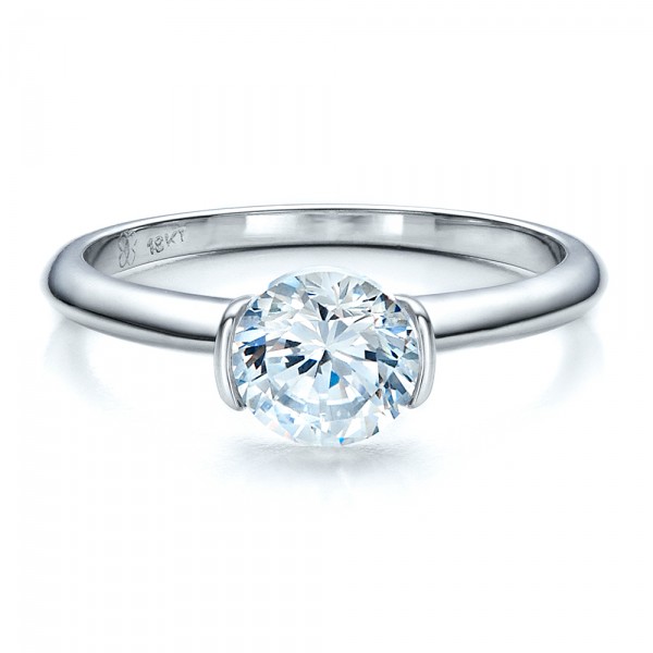 Half Bezel Diamond Solitaire Engagement Ring
