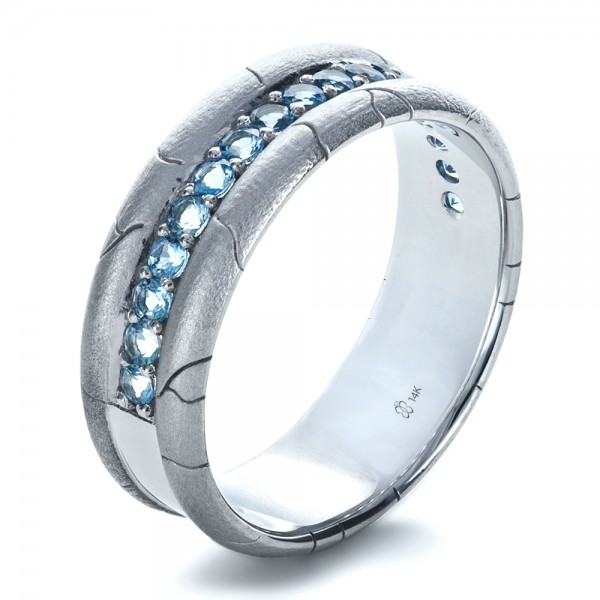 Men's Wedding Bands-Men's Custom Ring with Aquamarine