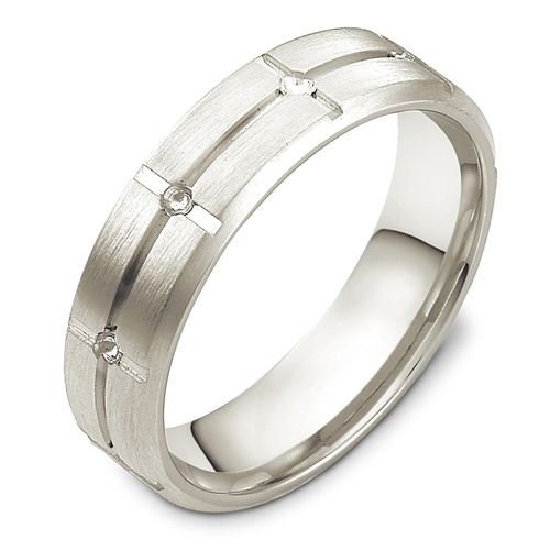 Men's Engraved 18k White Gold Band