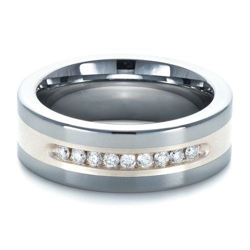 ... Men's Wedding Rings â€º Men's Two-Tone Tungsten Ring with Diamonds
