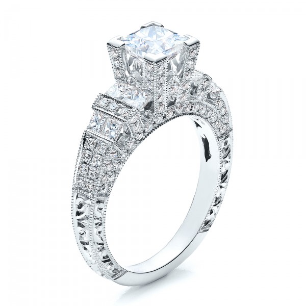 ... Engagement Rings â€º Princess Cut Side Stones Engagement Ring - Vanna
