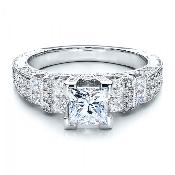 ... Engagement Rings â€º Princess Cut Side Stones Engagement Ring - Vanna