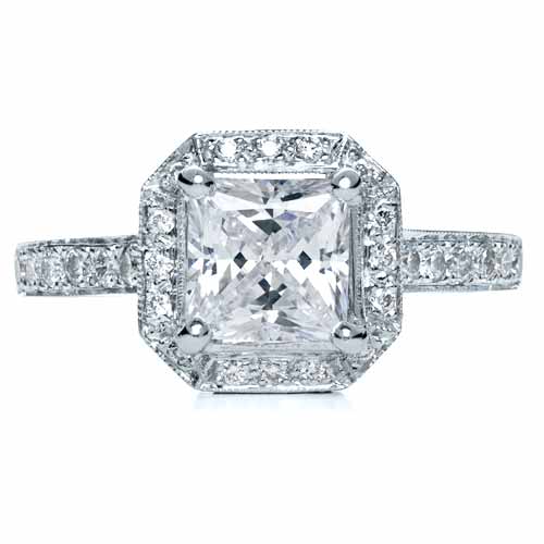  Princess  Cut  with Diamond Halo  Engagement  Ring  169 