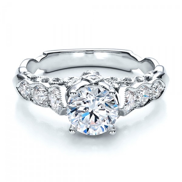 ... Engagement Rings â€º Round Side Stone Diamond Engagement Ring - Vanna