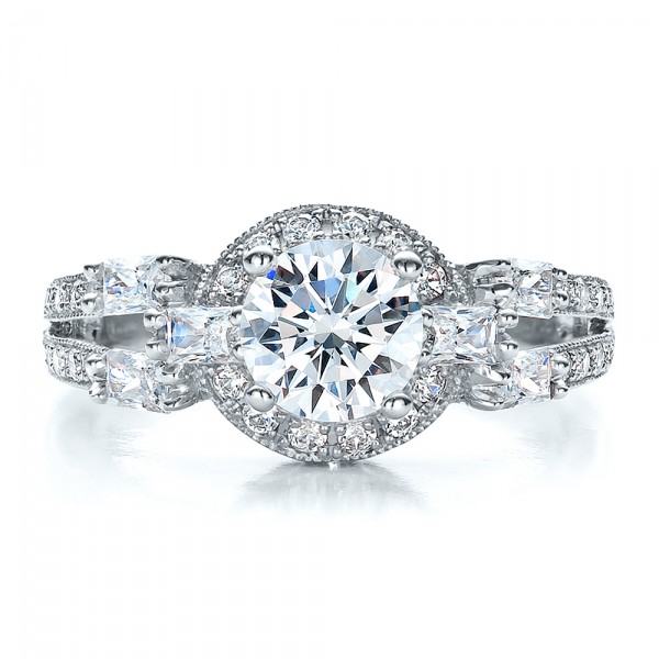 Split Shank Baguette Diamond Engagement Ring - Vanna K