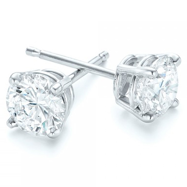 Platinum 4 Prong Natural Diamond Earrings 2 Ctw Joseph