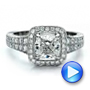 14k White Gold 14k White Gold Custom Diamond Halo Engagement Ring - Video -  100098 - Thumbnail