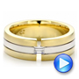 18k Yellow Gold And Platinum 18k Yellow Gold And Platinum Men's Two-tone Diamond Wedding Band - Video -  100146 - Thumbnail