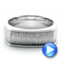 18k White Gold Men's Textured Wedding Band - Video -  100168 - Thumbnail